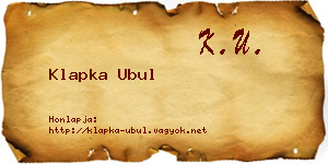 Klapka Ubul névjegykártya